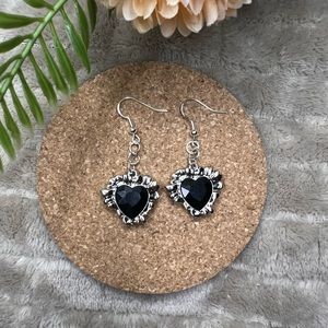Black & Silver Heart Earrings